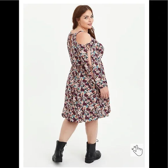 Torrid Gauze Cold Shoulder Floral Dress - Picture 2 of 7